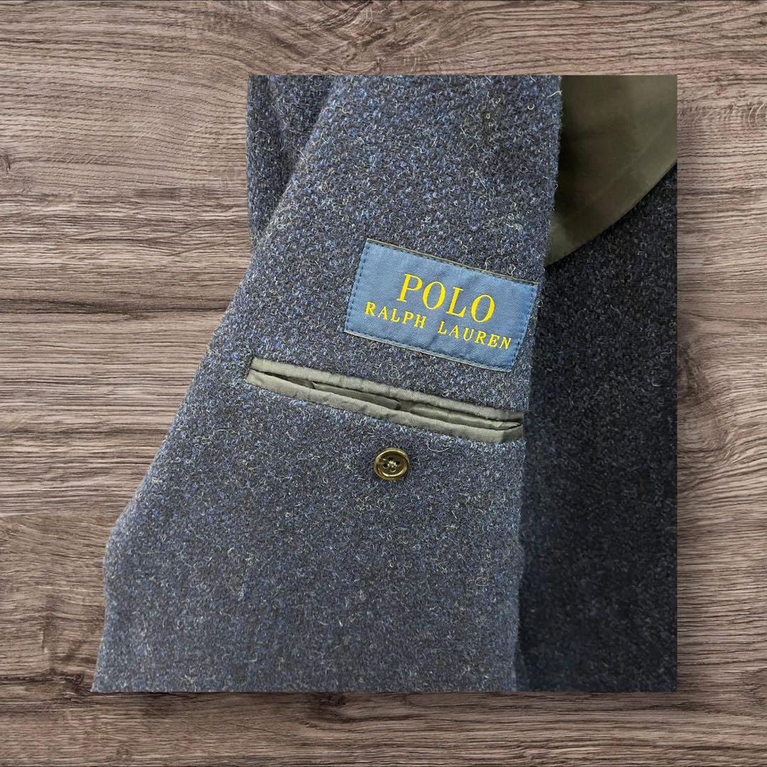 26B5 極美品 38S ポロラルフローレン ウール テーラードジャケット 青