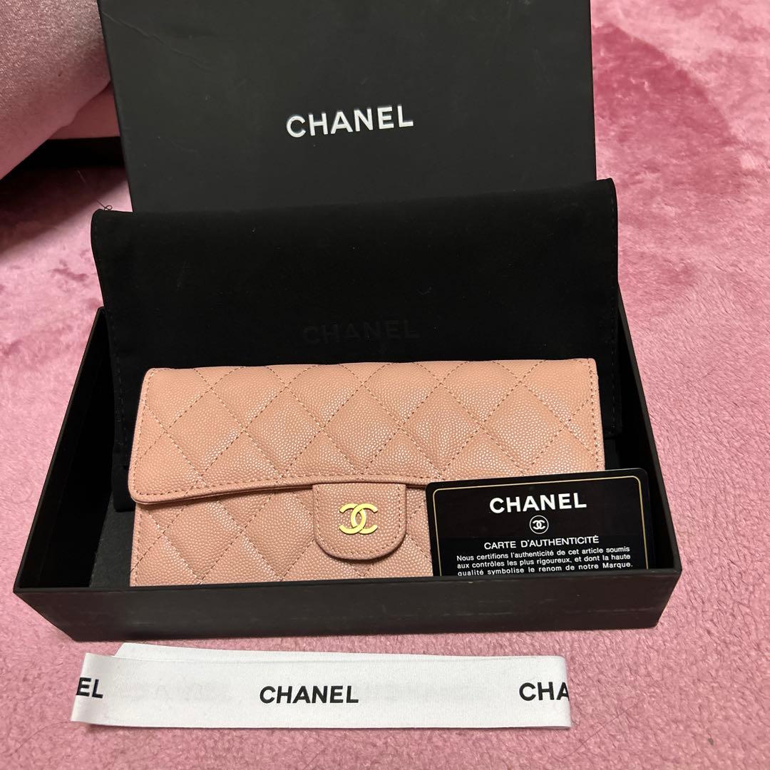 CHANEL キャビアスキン ピンク 長財布