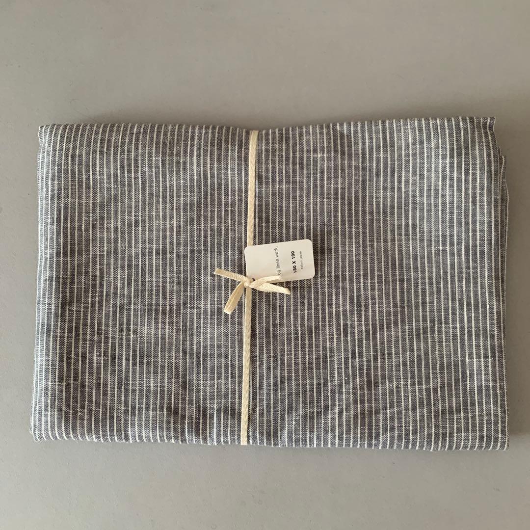 未使用品！fog linen work テーブルクロスL　グレーストライプ