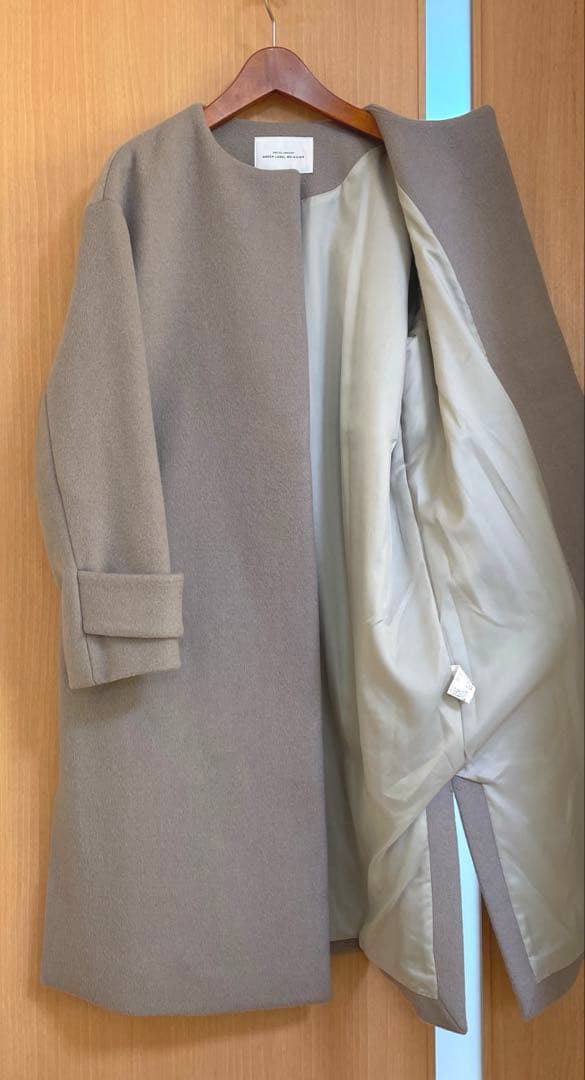 ☆極美品☆グリーンレーベル アンゴラビーバースリットノーカラーコート40