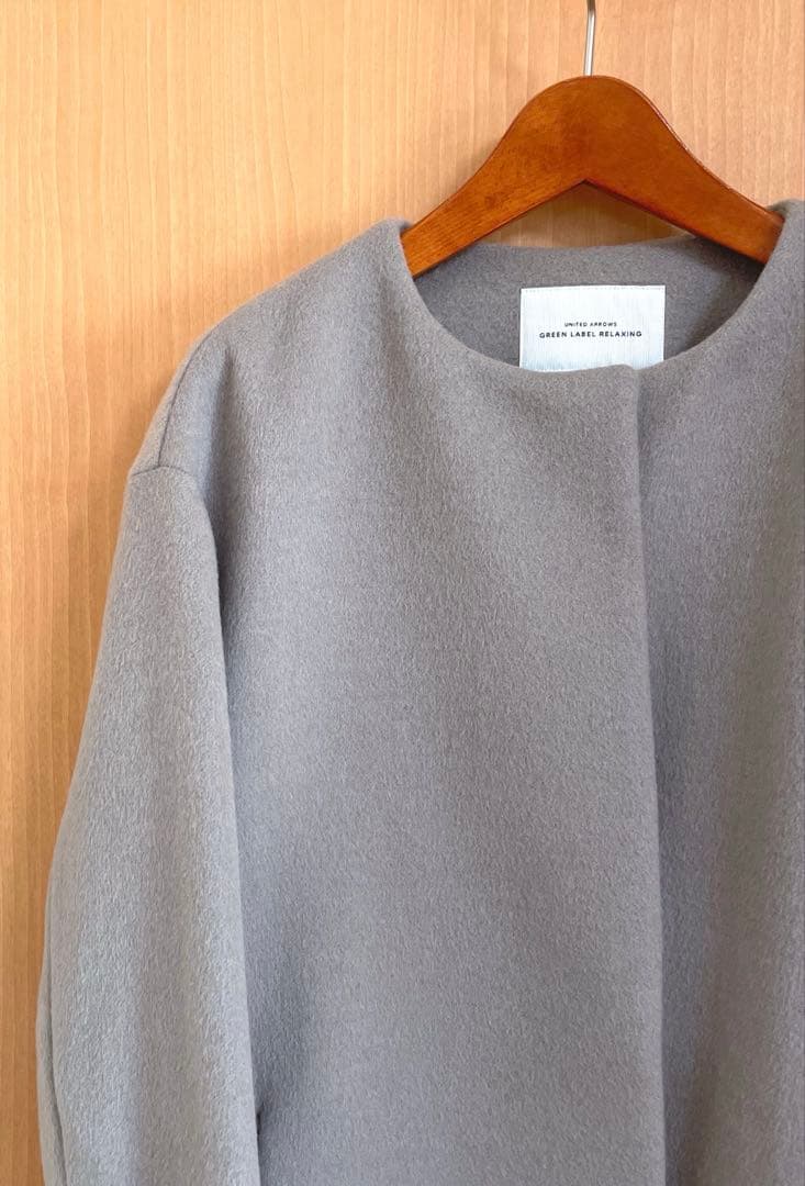 ☆極美品☆グリーンレーベル アンゴラビーバースリットノーカラーコート40