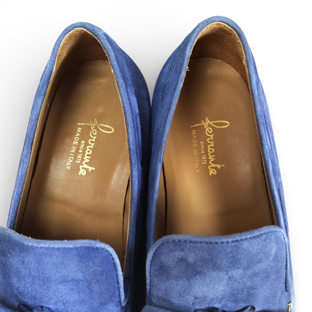 フェランテ|ローファー|スエード|6.5|水色|i1783