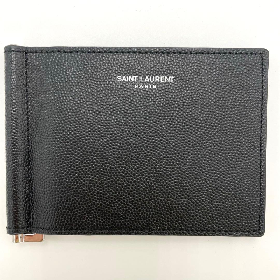 新品同様☆SAINTLAURENT サンローラン マネークリップ ブラック ロゴ