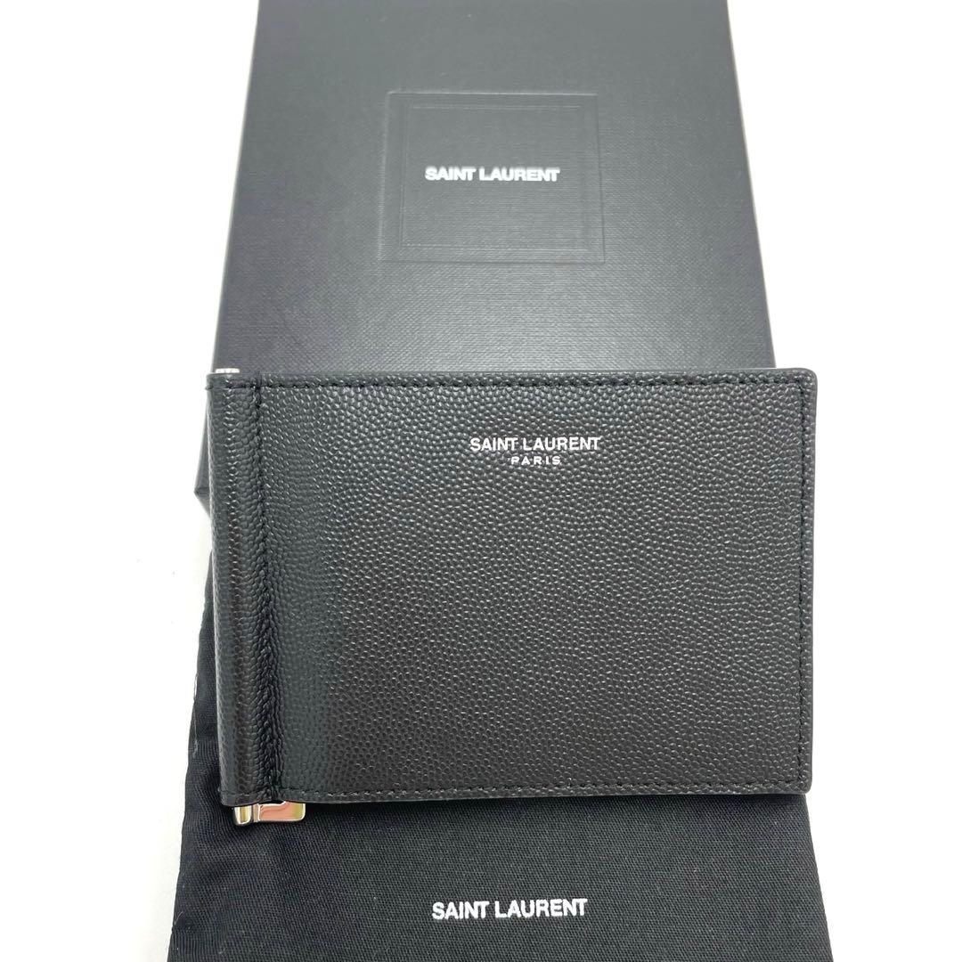 新品同様☆SAINTLAURENT サンローラン マネークリップ ブラック ロゴ