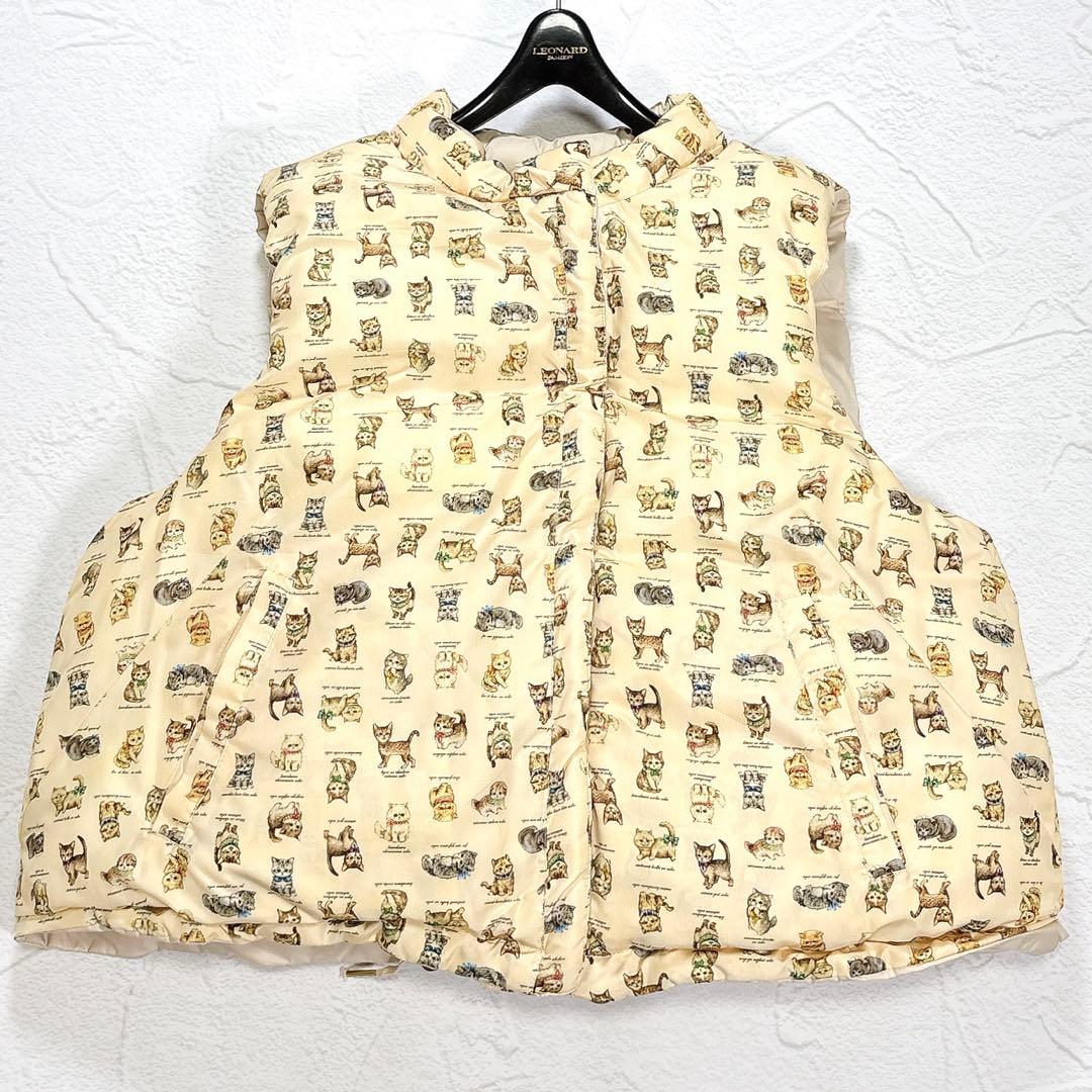 ✨美品✨ユキエモン　大きいサイズ　こねこ図鑑　ダウンベスト　3L リバーシブル