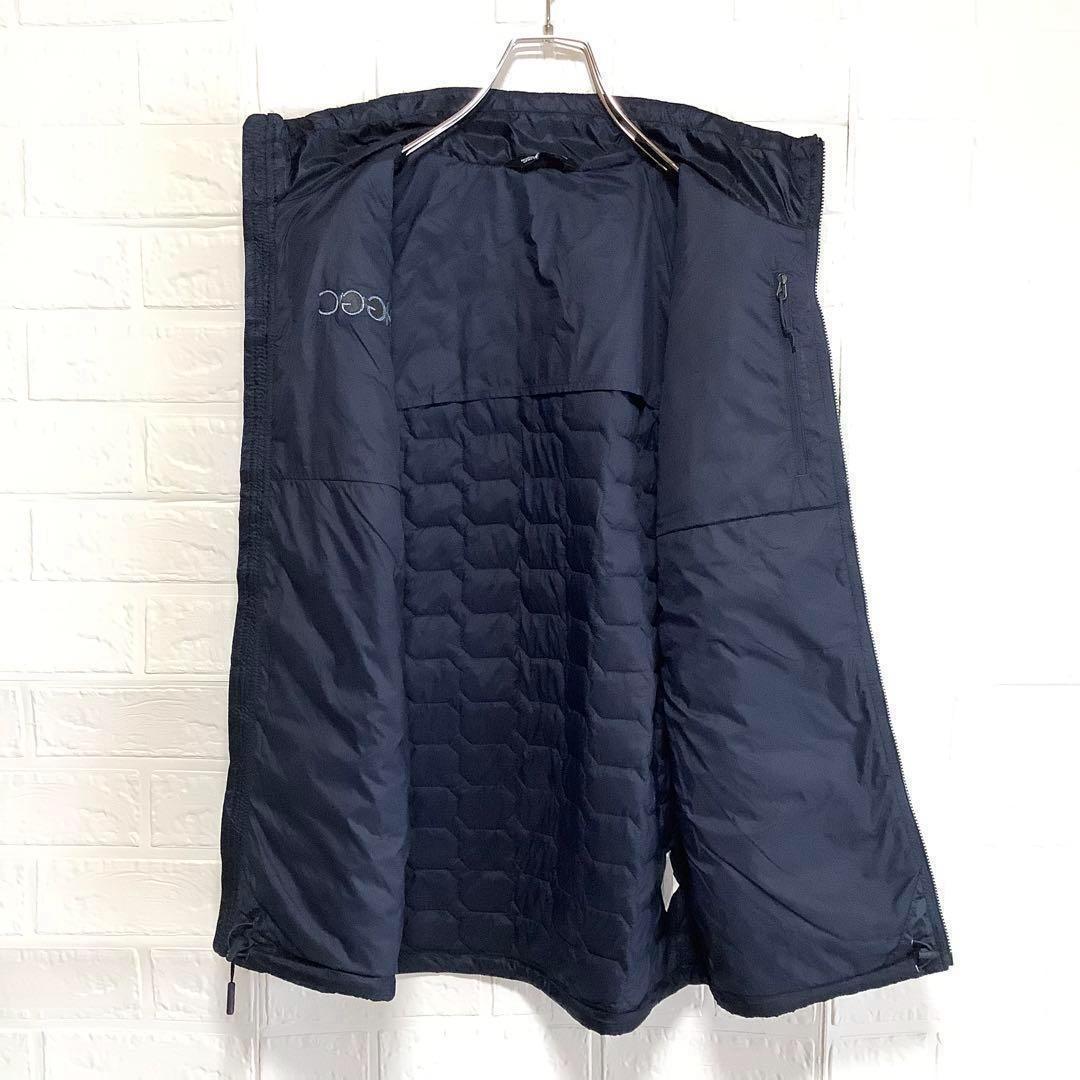 ○美品 ノースフェイス 中綿ベスト THERMOBALL 刺繍ロゴ ネイビー L