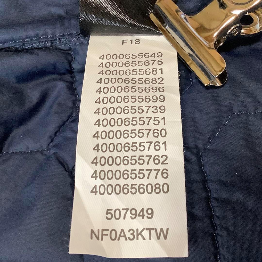 ○美品 ノースフェイス 中綿ベスト THERMOBALL 刺繍ロゴ ネイビー L