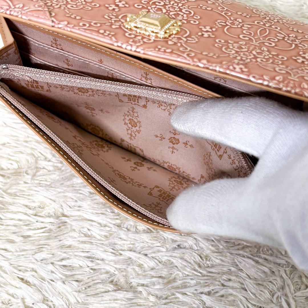 【新品同様】アナスイ ルーミー 長財布 がま口 エナメル ピンク レディース