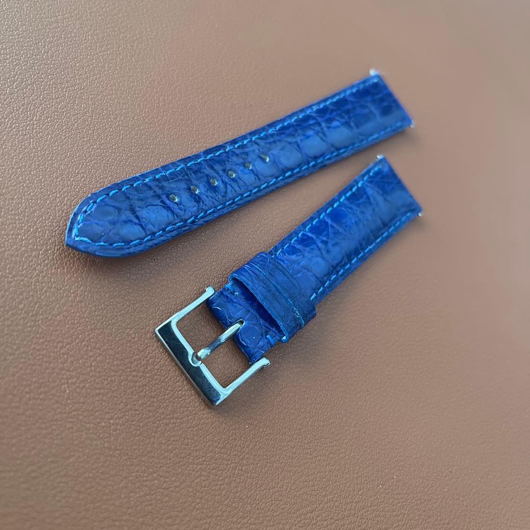 19mm時計ベルト　カミーユ・フォルネ青色クロコダイル