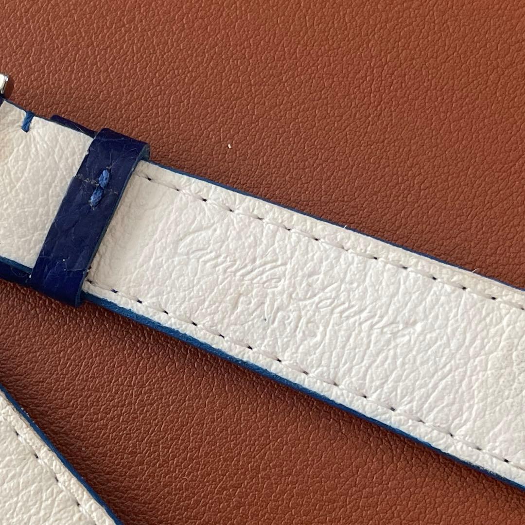 19mm時計ベルト　カミーユ・フォルネ青色クロコダイル