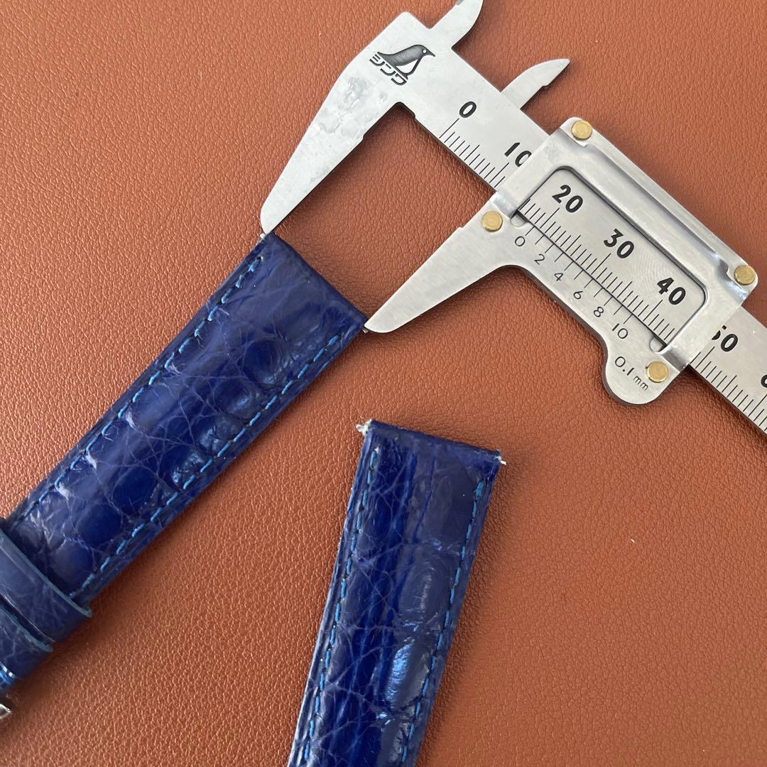 19mm時計ベルト　カミーユ・フォルネ青色クロコダイル