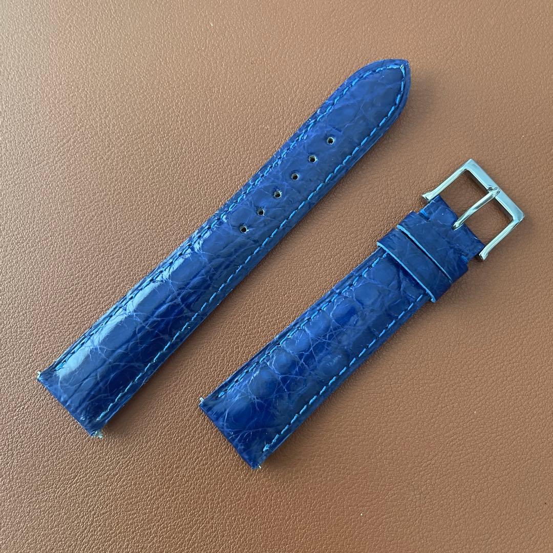 19mm時計ベルト　カミーユ・フォルネ青色クロコダイル