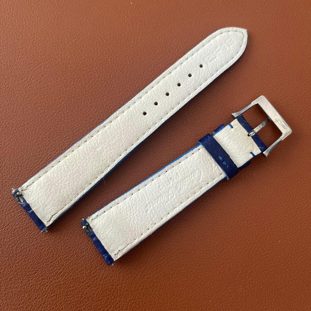 19mm時計ベルト　カミーユ・フォルネ青色クロコダイル