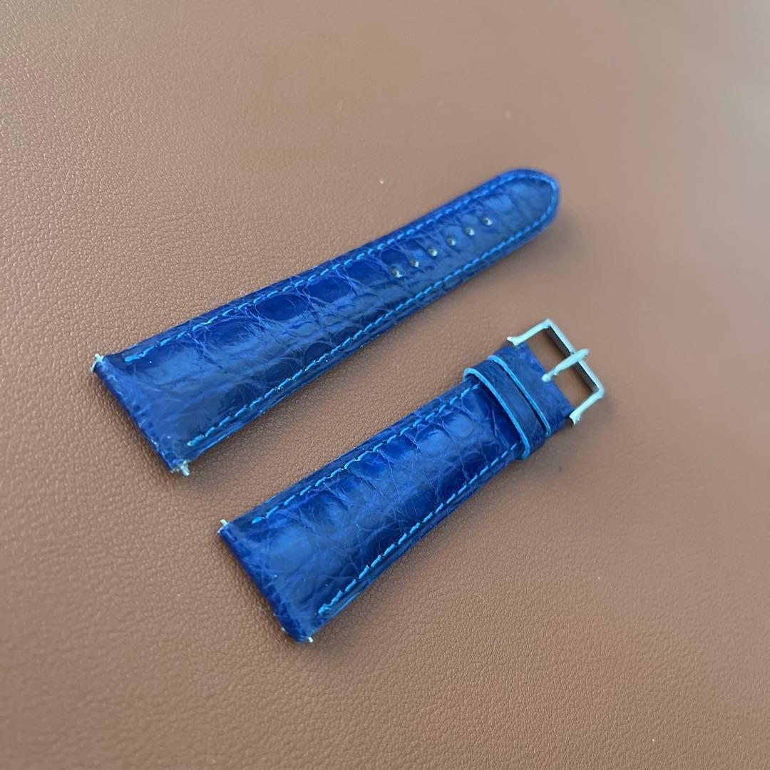 19mm時計ベルト　カミーユ・フォルネ青色クロコダイル