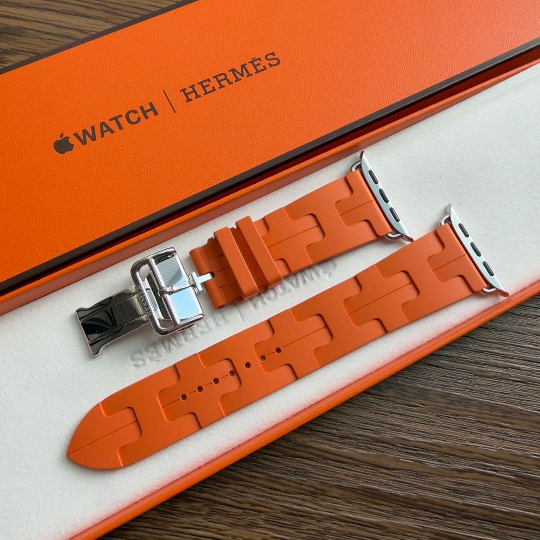 164 ほぼ未使用　46㎜ Apple Watch エルメス　オレンジ　キリム