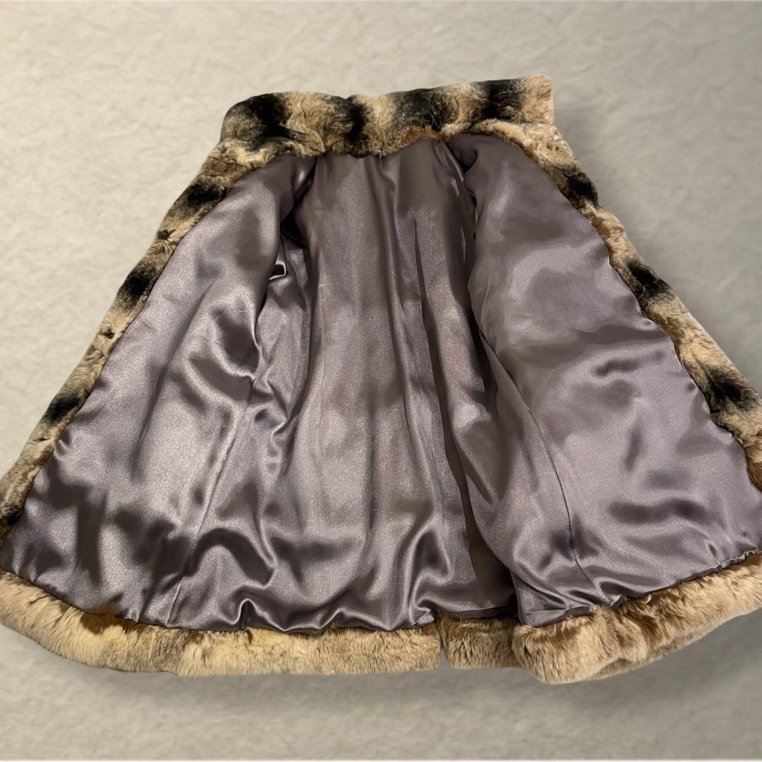 チンチラ調グラデーション◎ ラビットファー ショートコート リアルファー M〜L