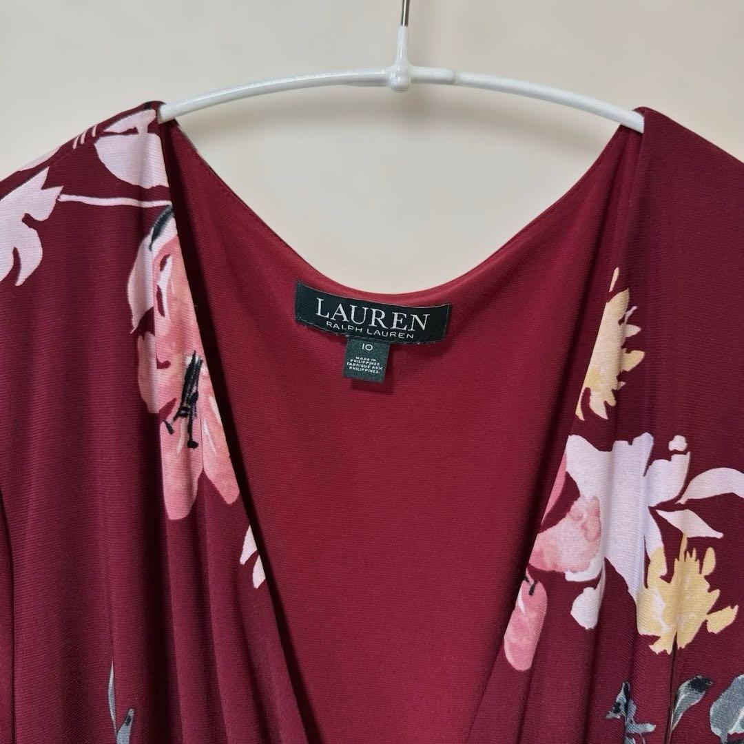 【大きいサイズ】ローレンラルフローレン〈XL〉カシュクールワンピース 花柄