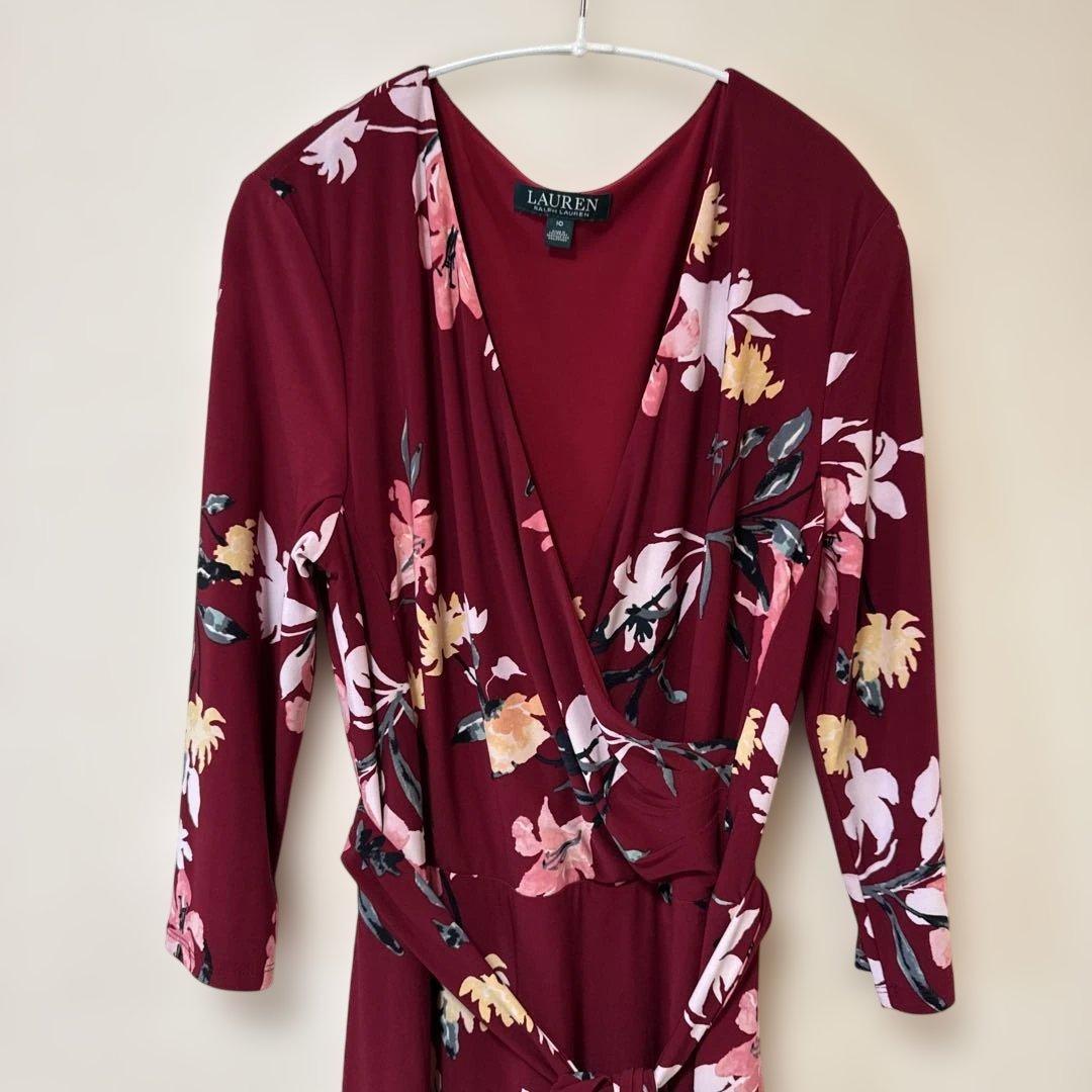 【大きいサイズ】ローレンラルフローレン〈XL〉カシュクールワンピース 花柄