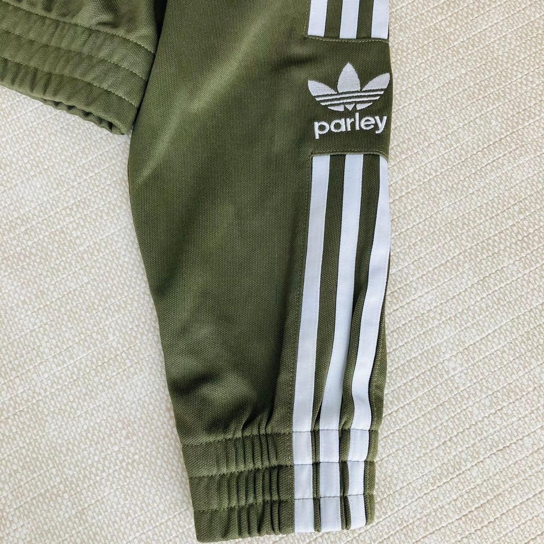 【美品】アディダス パーリィ トラックジャケット ショート丈 くすみグリーン
