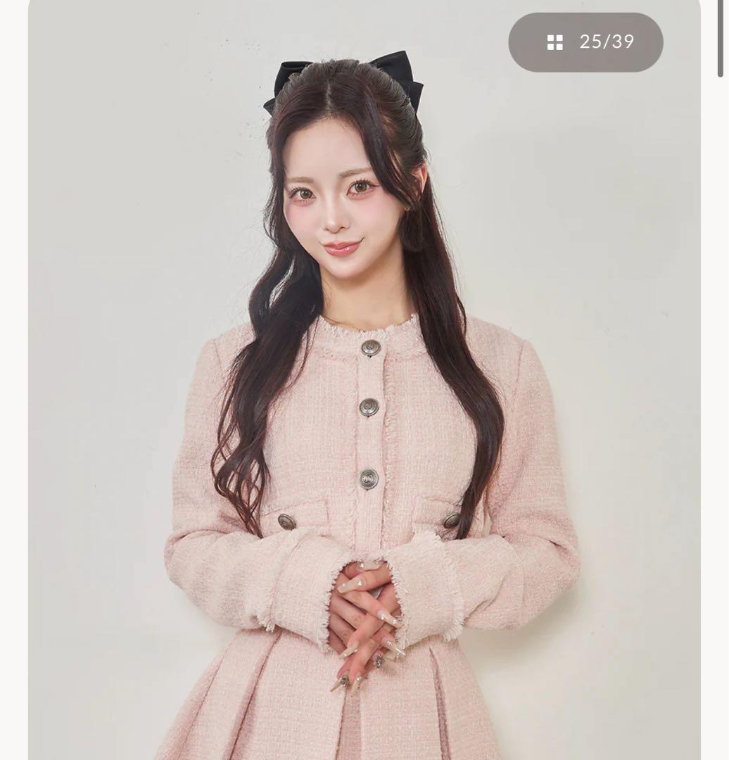 ダーリッチ コンパクトフリンジツイードジャケット PNK