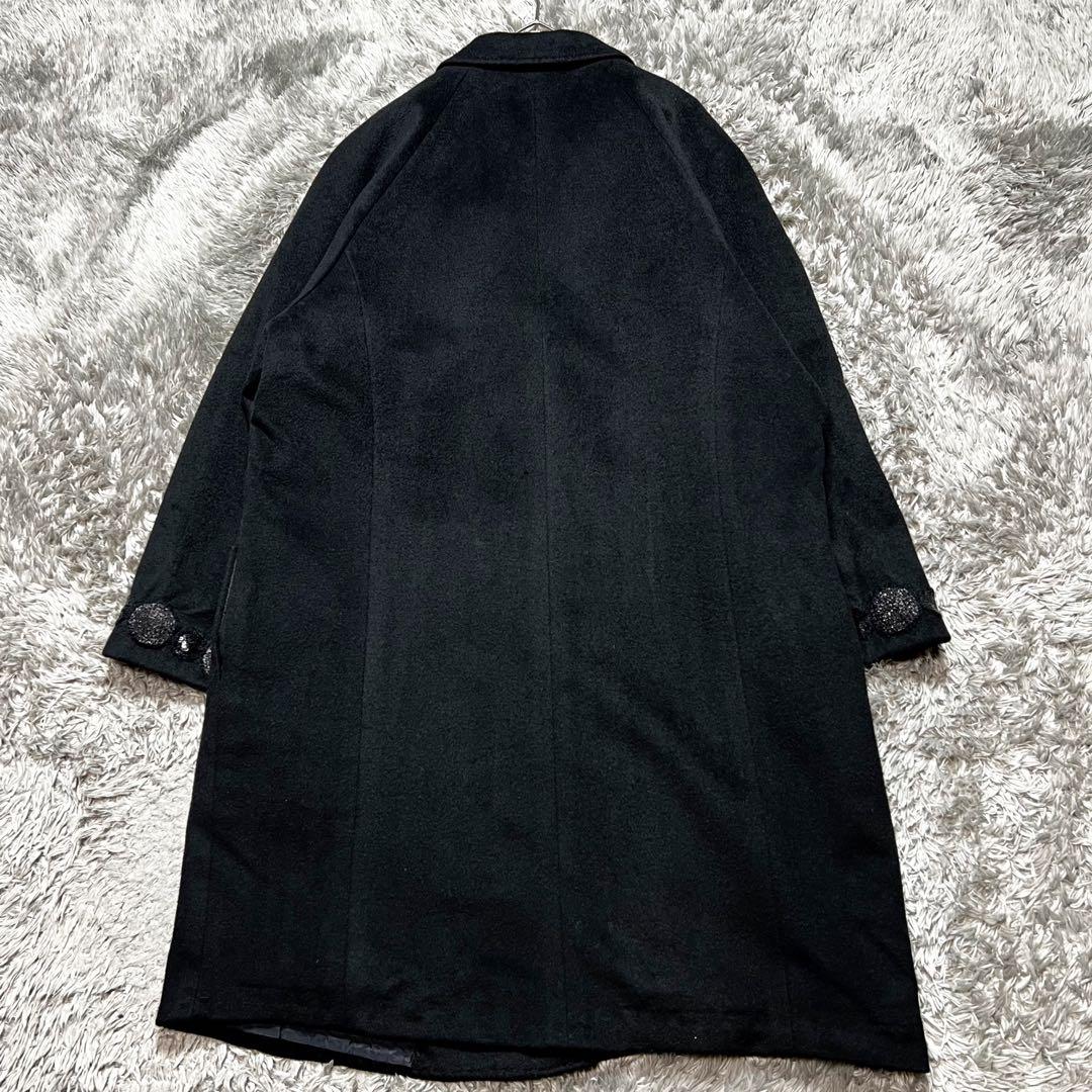 カシミヤ100% ダブルフェイス チェスターコート ブラック L相当 極美品