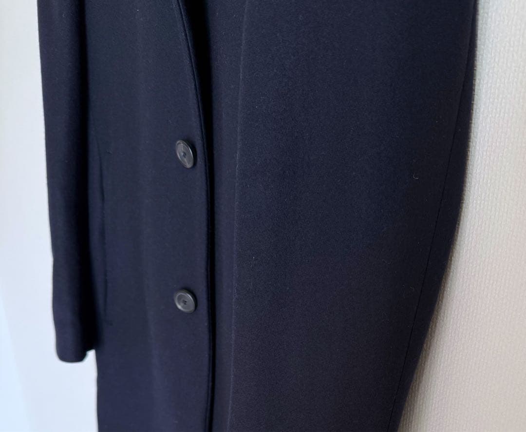 極美品　theory メンズ　ロングコート　ネイビー　カシミヤ混　定価約12万円
