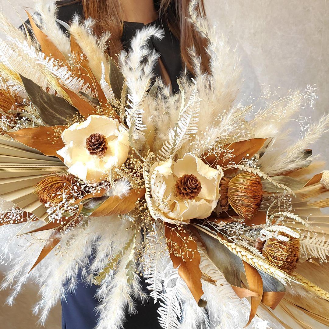 特大　横長スワッグ　パンパスグラス　インテリア　ドライフラワー　スワッグ　撮影