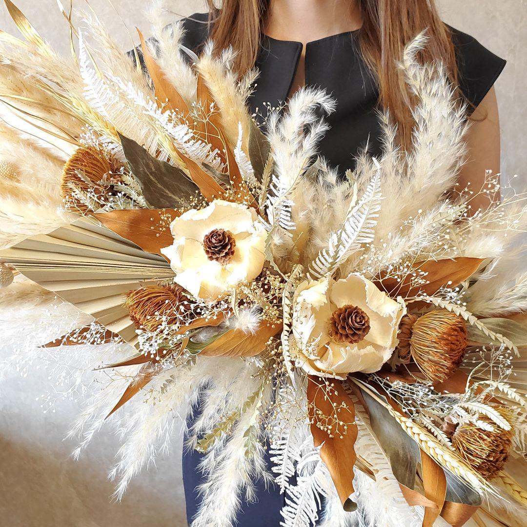 特大　横長スワッグ　パンパスグラス　インテリア　ドライフラワー　スワッグ　撮影