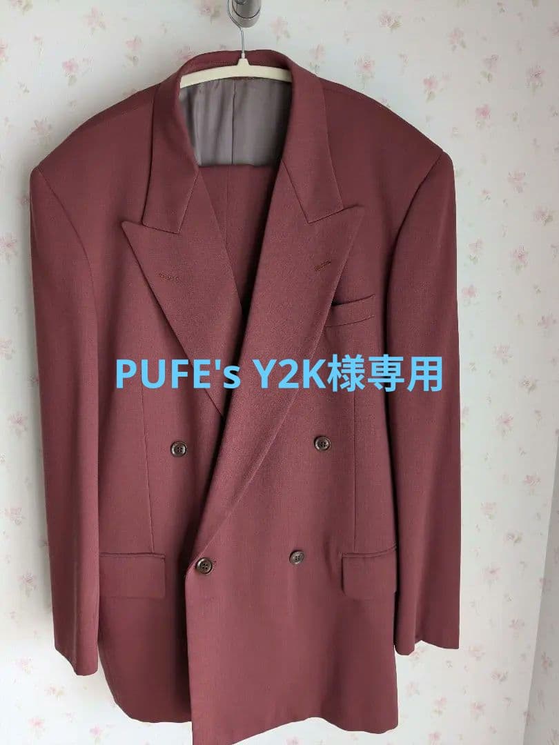 【vintage】MEN'S BIGIボルドー~ワイン色ダブルスーツ