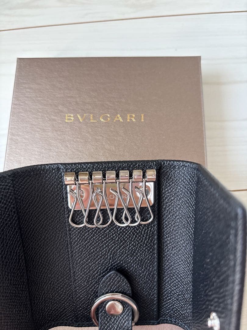 BVLGARI ブラック レザー キーケース/Reo.