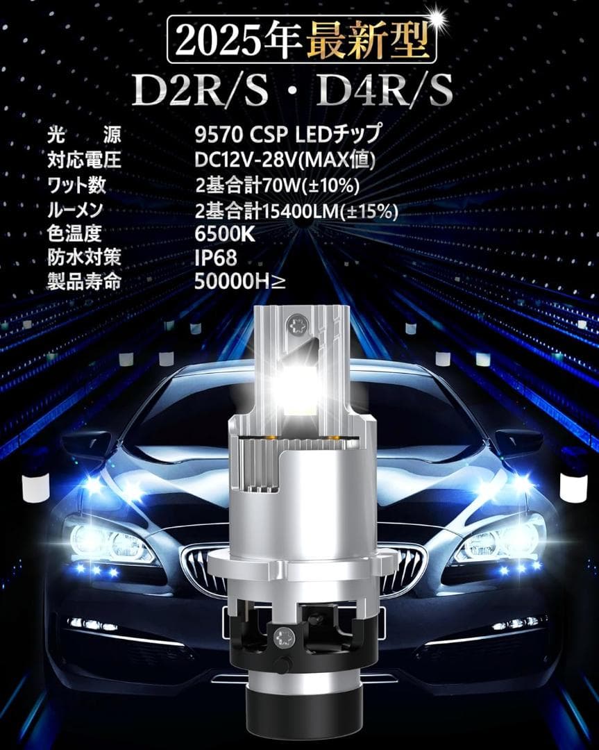 ヘッドライト LED D2 D2R/S ポン付け 正真正銘 爆光 12600lm