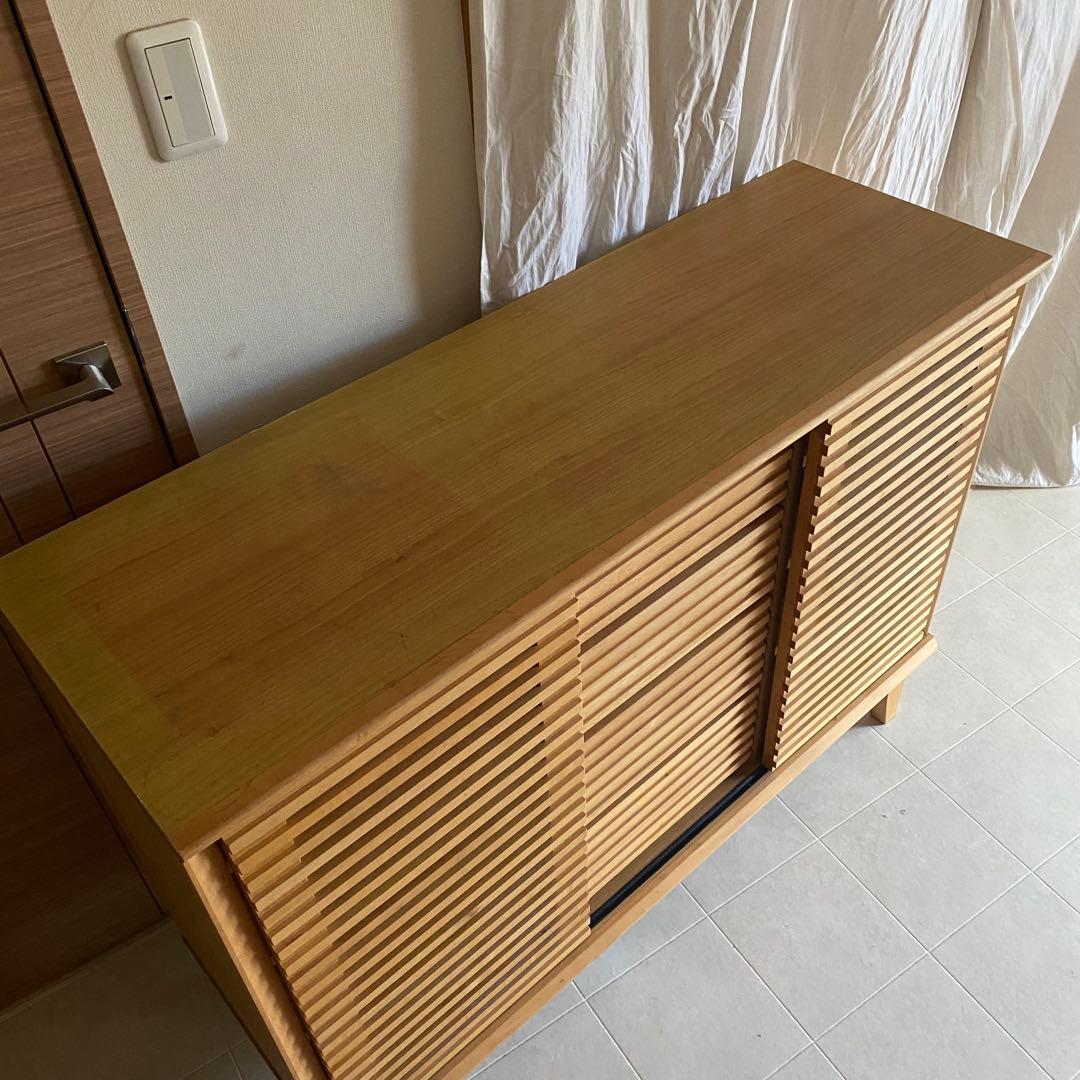 北欧　格子　キャビネット　サイドボード　ナチュラル　モダン　チェスト　棚