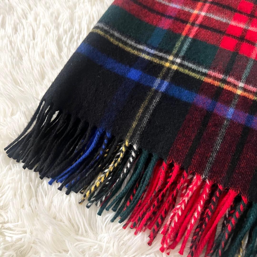 【美品】ジョンストンズ カシミヤ 大判ストール ブラックスチュアート チェック