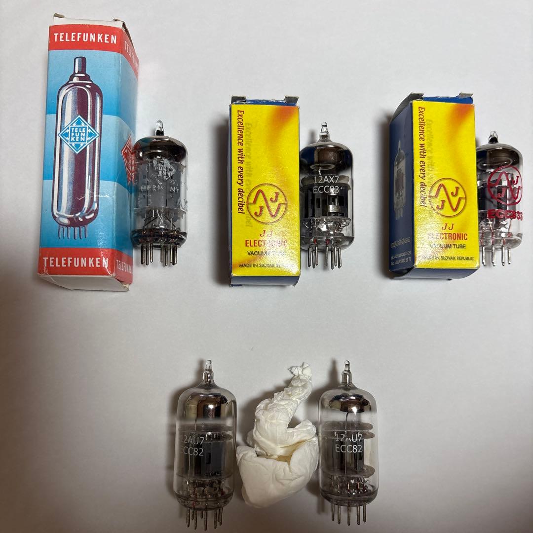 真空管 ECC83 テレフンケン，JJ×2本，ECC82×2本 メーカー不明