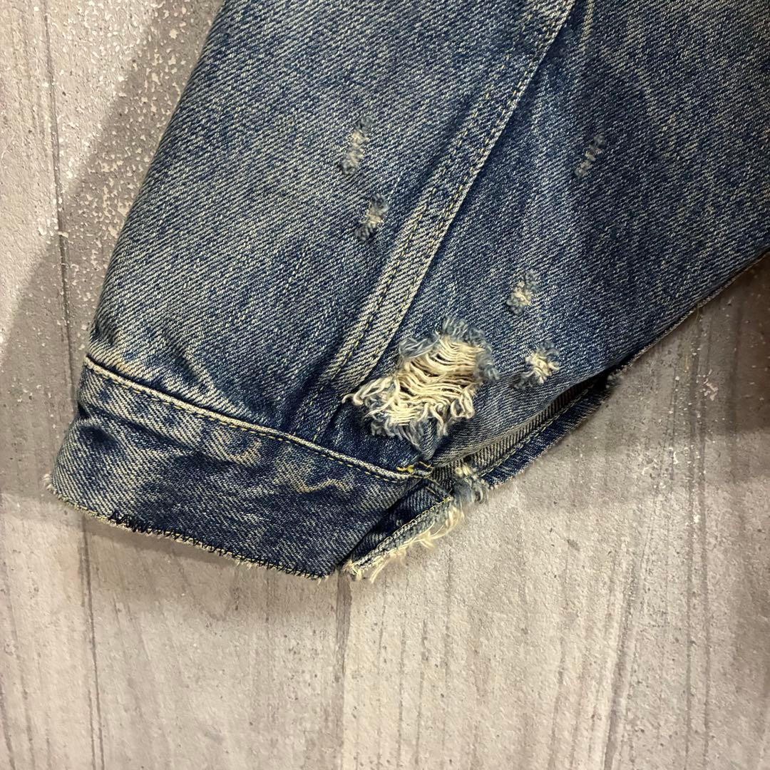 【最高デザイン】サプール　ヴィンテージ加工　デニムジャケット L