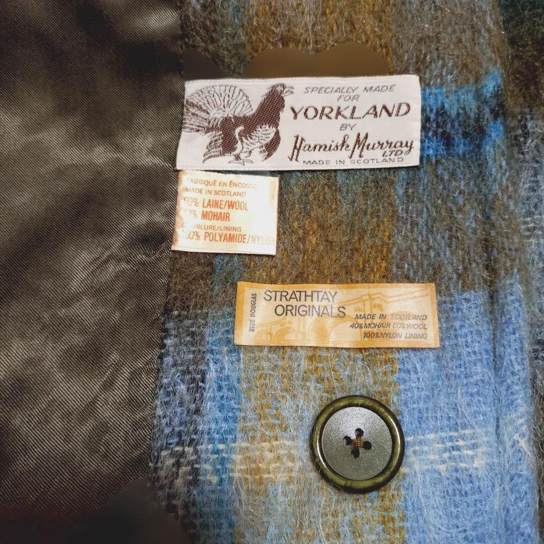 【YORKLAND】ビンテージモヘアケープロングコート　スコットランド製