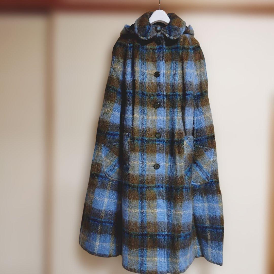 【YORKLAND】ビンテージモヘアケープロングコート　スコットランド製