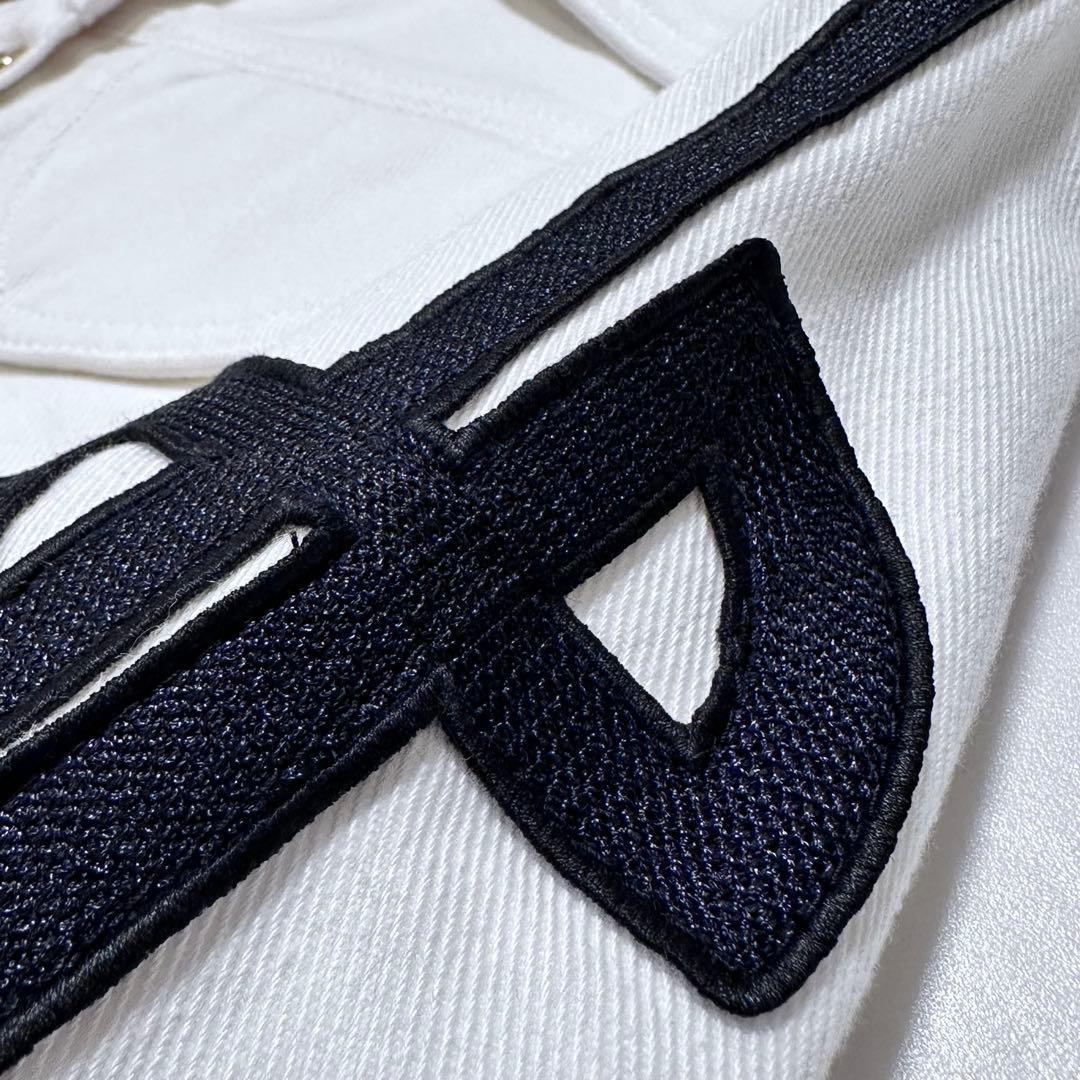 PATOU オーガニックコットン 刺繍ロゴ デニムジャケット 金ボタン 白 36