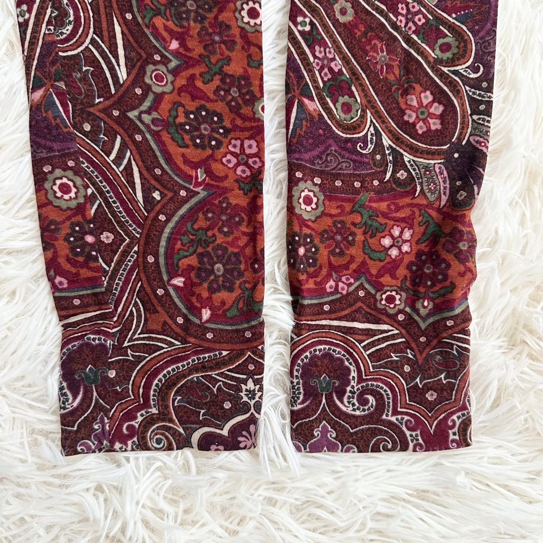 美品✨エトロ ペイズリー柄 フリル ロングワンピース ストレッチ素材 46