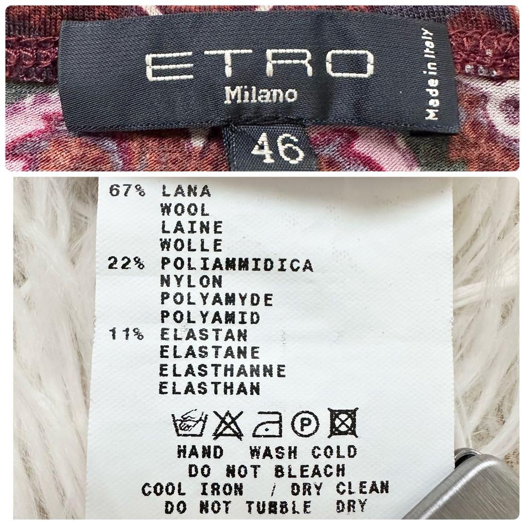 美品✨エトロ ペイズリー柄 フリル ロングワンピース ストレッチ素材 46