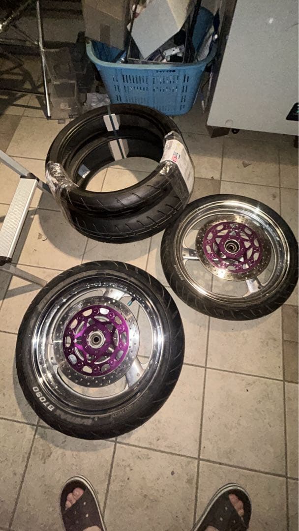 xjr400 メッキホイール 新品タイヤセット