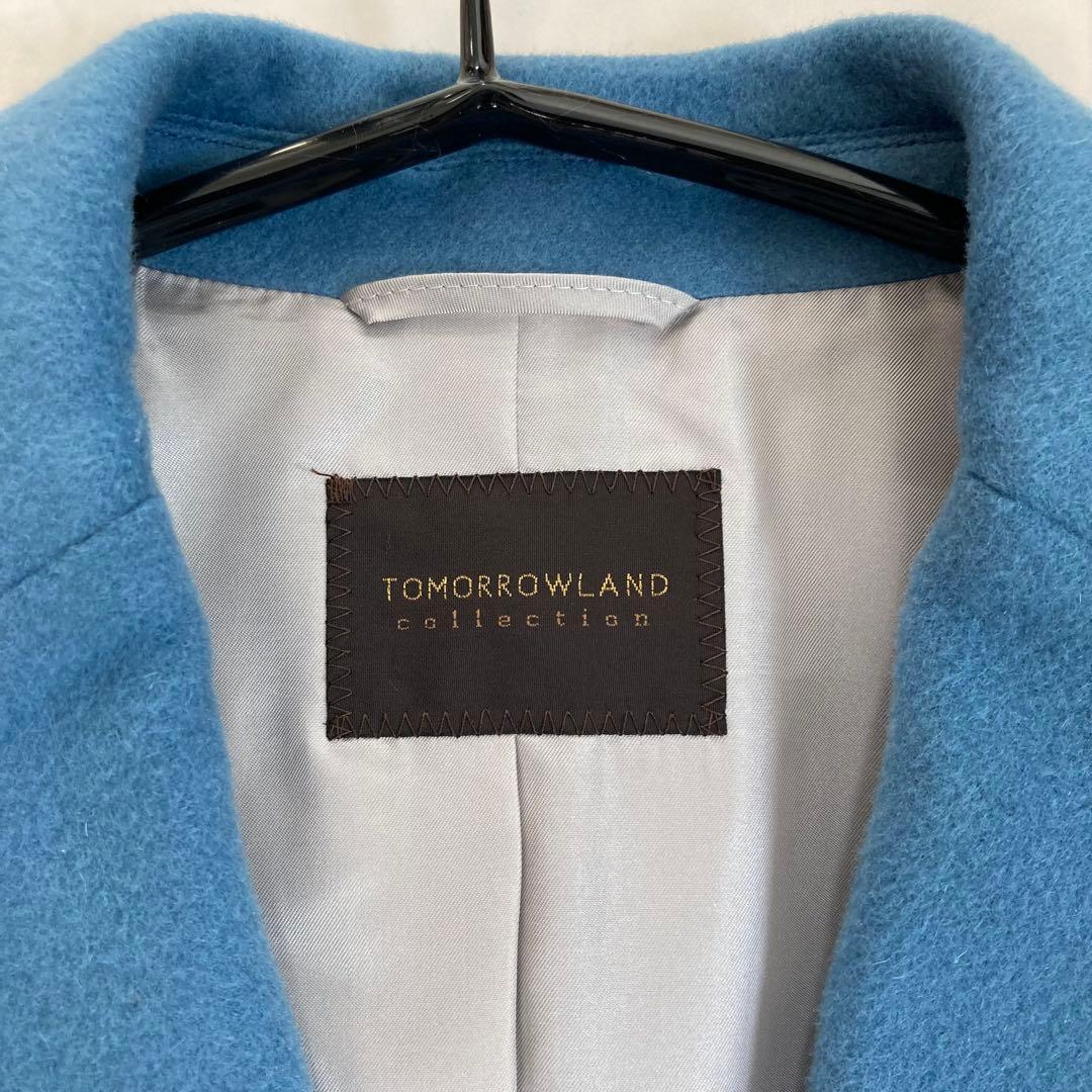 【美品】 TOMORROWLAND カシミヤ混 チェスターコート 青 サイズ36
