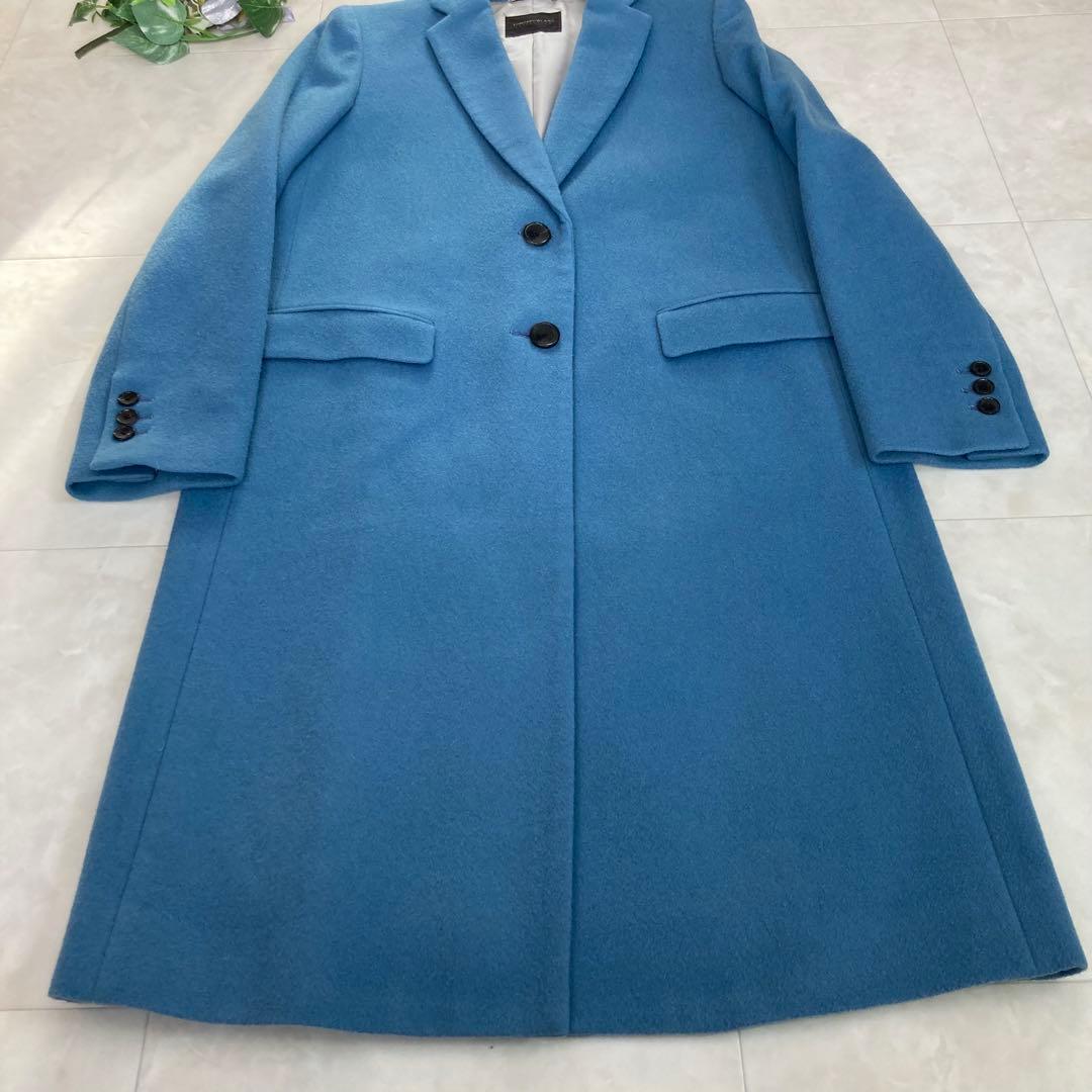 【美品】 TOMORROWLAND カシミヤ混 チェスターコート 青 サイズ36