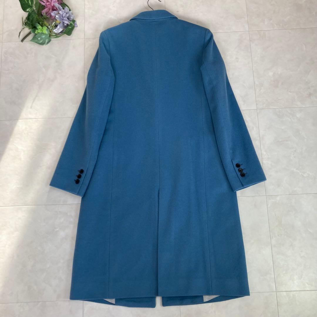 【美品】 TOMORROWLAND カシミヤ混 チェスターコート 青 サイズ36