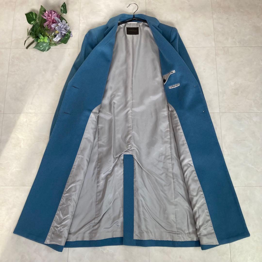 【美品】 TOMORROWLAND カシミヤ混 チェスターコート 青 サイズ36