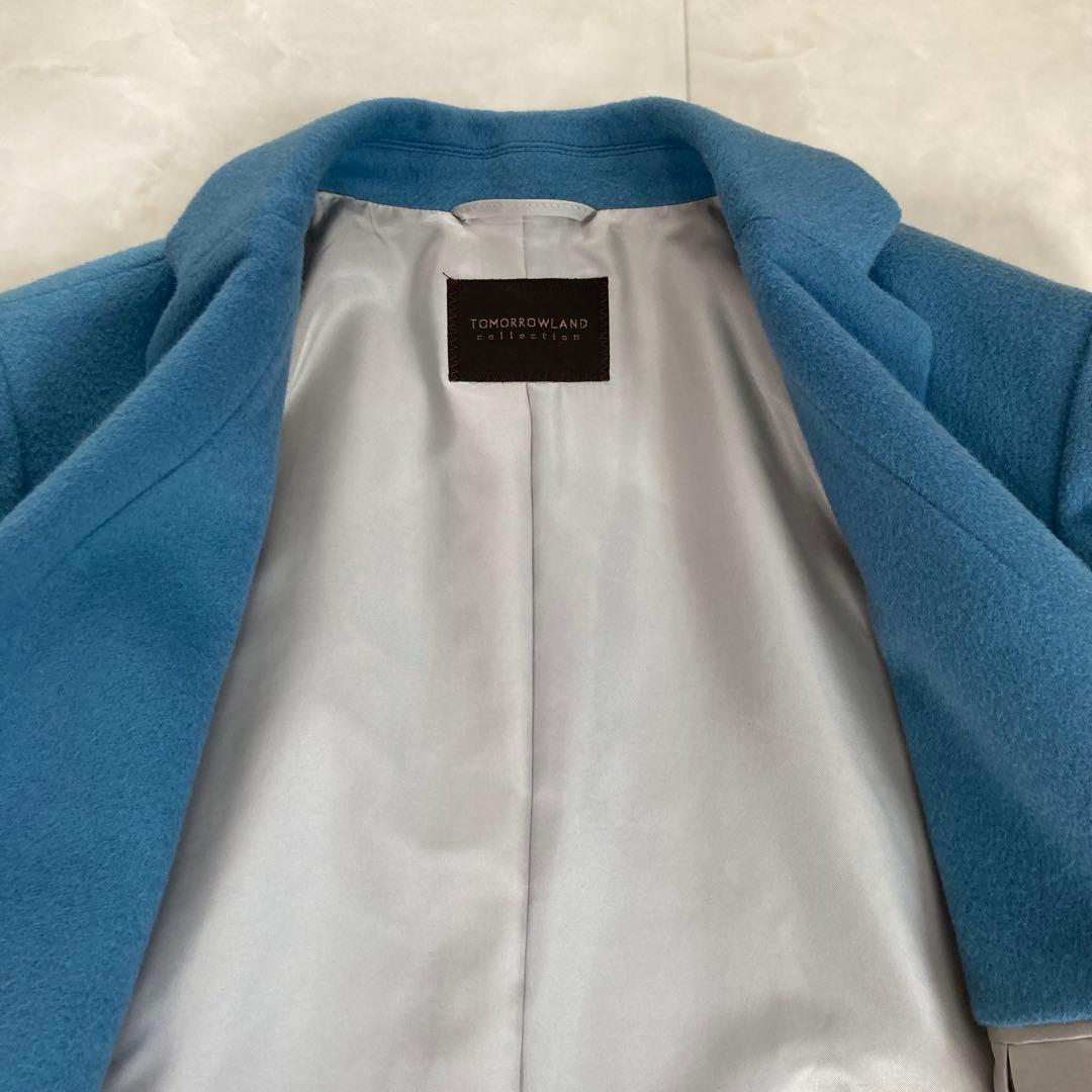 【美品】 TOMORROWLAND カシミヤ混 チェスターコート 青 サイズ36
