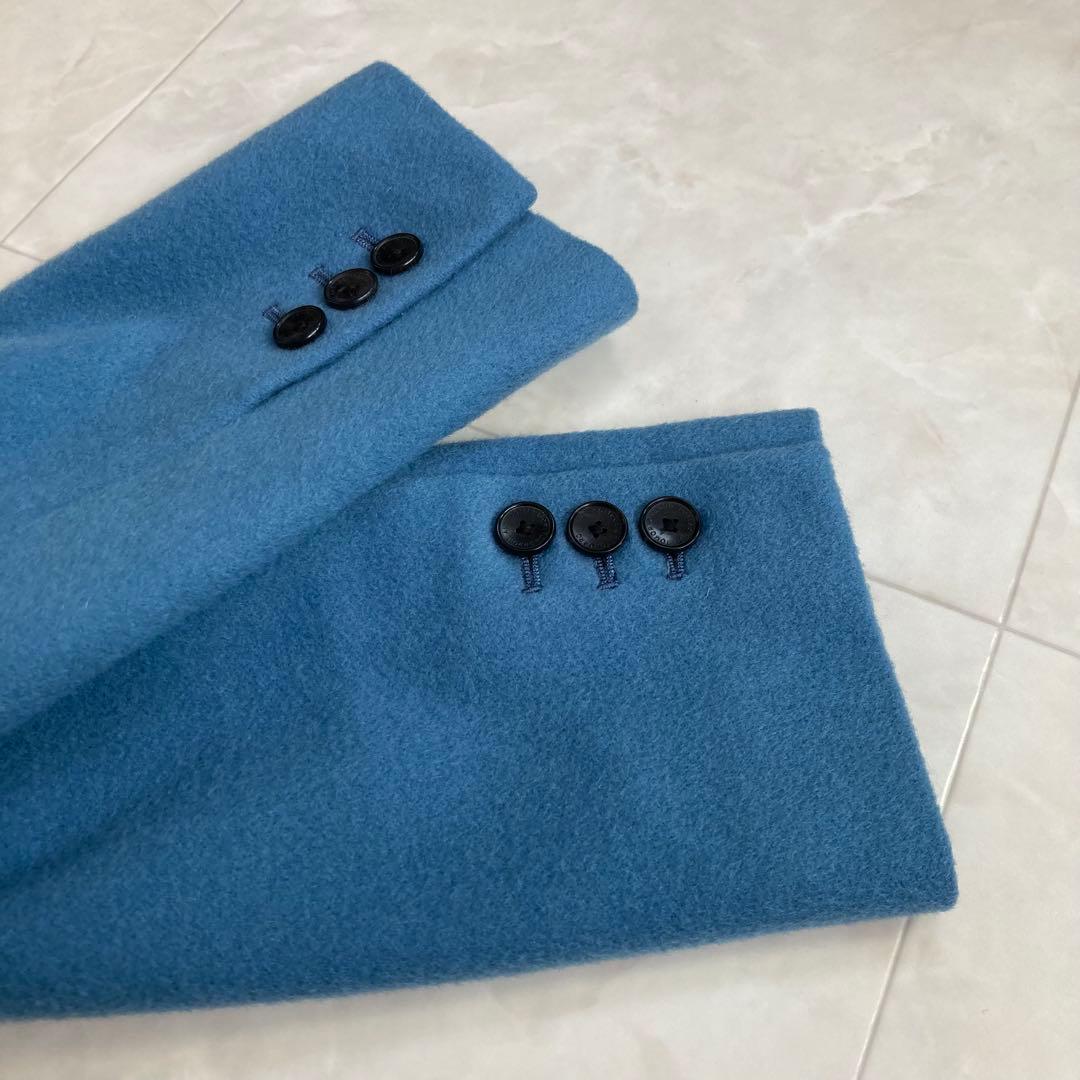 【美品】 TOMORROWLAND カシミヤ混 チェスターコート 青 サイズ36