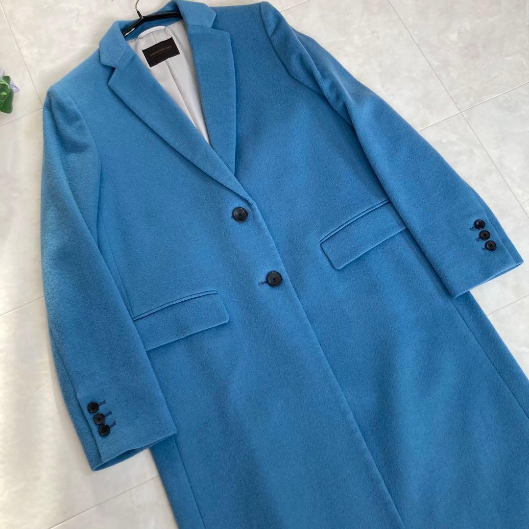 【美品】 TOMORROWLAND カシミヤ混 チェスターコート 青 サイズ36