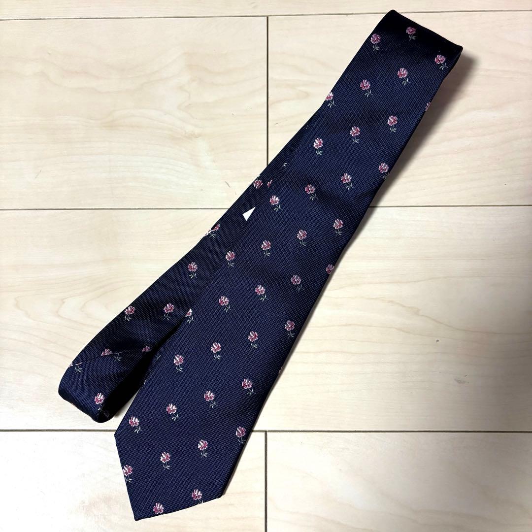 未使用！Poul Smith ポールスミス　ネクタイ　ネイビー　花柄　ドット