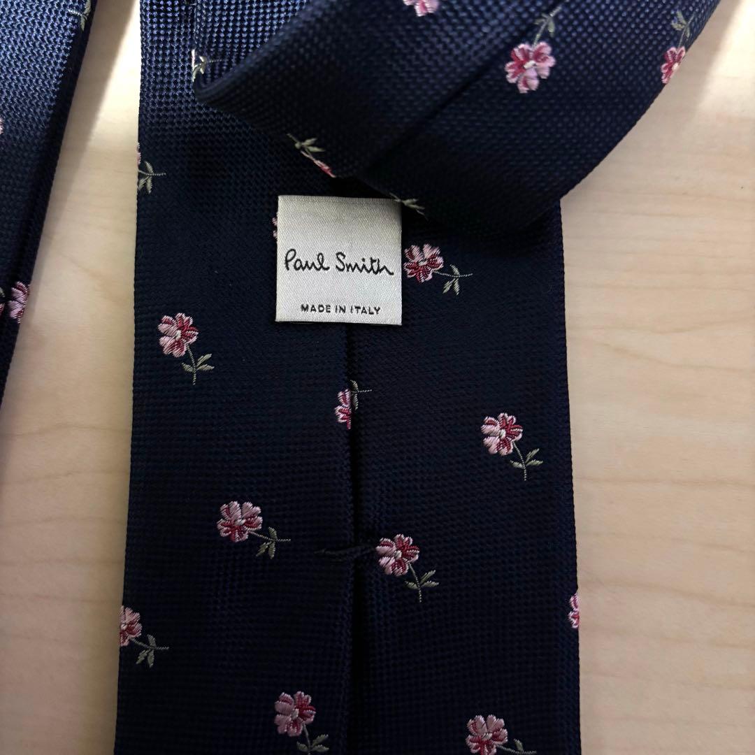 未使用！Poul Smith ポールスミス　ネクタイ　ネイビー　花柄　ドット